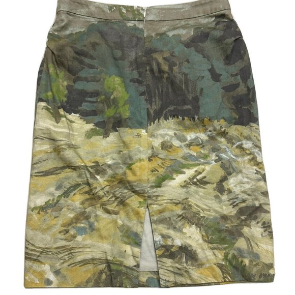 Anthropologie x Kevin O'Brien Studio Watercolor Terrain Art Pencil Skirt 6 NWOT - Picture 3 of 3
